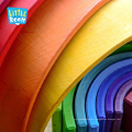 12 Pcs Colored Arch Rainbow Bridge Set Children Montessori Educational Wooden Brick Toys Building Blocks For Kids